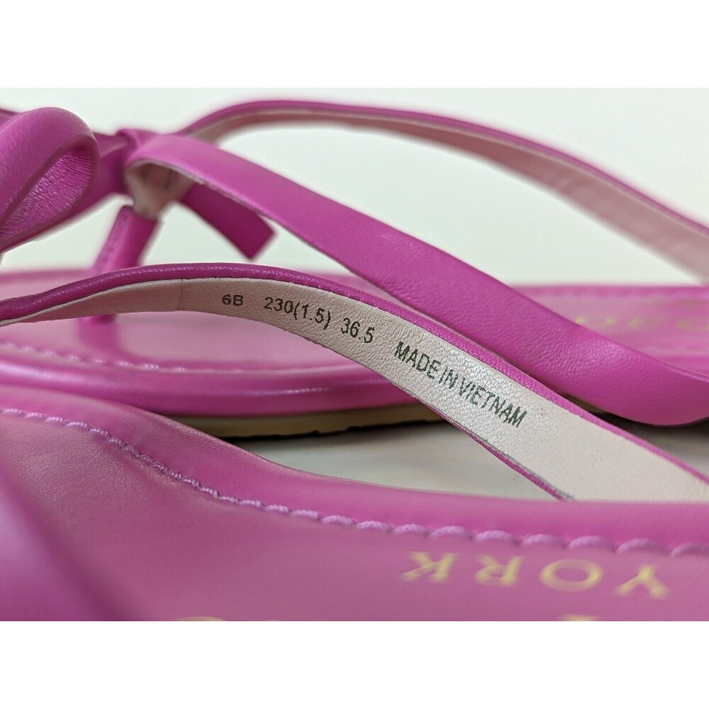 Kate Spade Petit Flip Flop Sandals Womens 6 B Purple Leather Bow Flats Shoes NEW - Picture 7 of 11